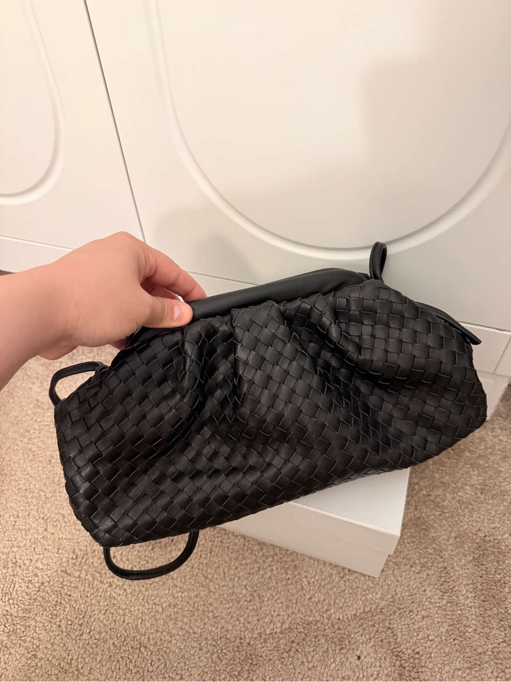 Anthropologie Black Woven Leather Wristlet Clutch - Picture 5 of 6